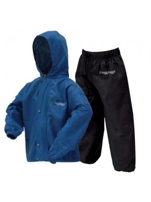 Frogg Toggs Classic Pollywogg Kids Rain Suit - Royal Blue/Black-Small