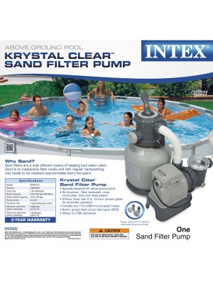 Intex Krystal Clear Sand Filter Pump for Above Ground Pools, 2100 GPH Pump Flow Rate, 110-120V with GFCI