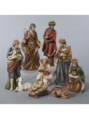 9-Piece Classical Porcelain Christmas Nativity Figure Set