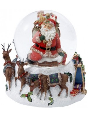 Kurt Adler Santa with Big Bag Musical Water Globe, 100mm