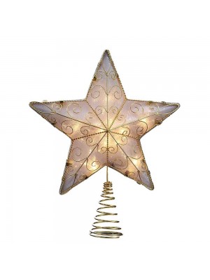 Kurt Adler 10-Light Reflector Star Treetop, 8.5-Inch, Gold