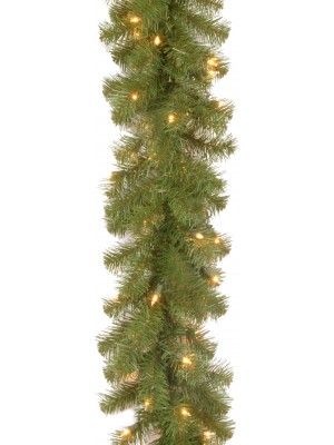 National Tree 9-Feet by 10-Inch North Valley Spruce Garland with 50 Battery Operated Dual LED Lights