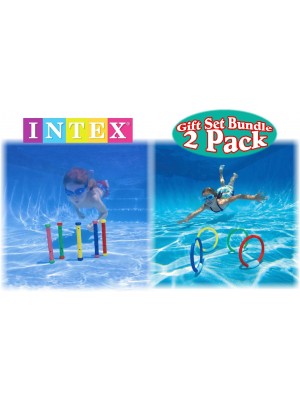 Intex Underwater Swimming/Diving Pool Toy Rings (4 Rings) & Diving Sticks (5 Sticks) Gift Set Bundle - 2 Pack