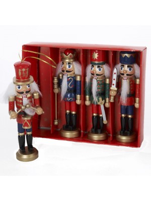 Kurt Adler Wooden Nutcracker Ornament 4-Piece Box Set, 5-Inch