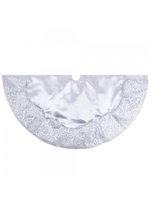 Kurt Adler 48-Inch Silver Satin with Printed Border Treeskirt