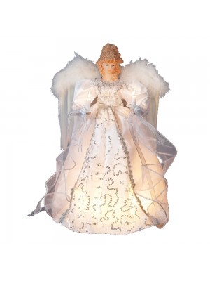 Kurt Adler 14" 10-Light White and Silver Angel Treetop