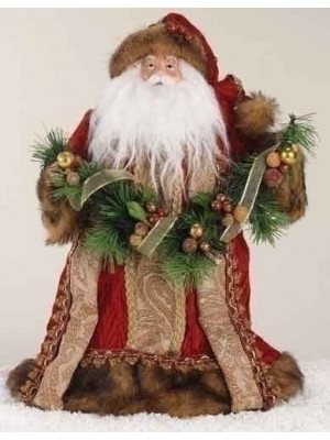 14" Lavish Santa Claus in Burgundy Robe Christmas Tree Topper