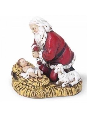 Joseph Studio Kneeling Santa with Baby Jesus Christmas Figurine