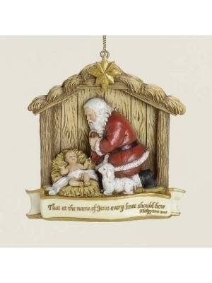 3.5" Joseph's Studio Kneeling Santa with Baby Jesus Christmas Nativity Ornament